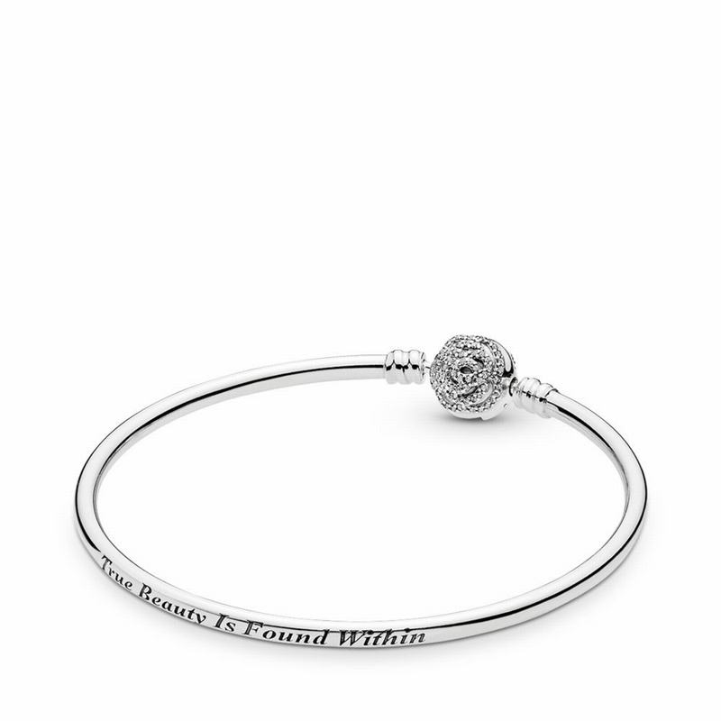 Pandora Australia Disney, Beauty & The Beast Bangle Bracelet - Sterling Silver | WKJUHC512